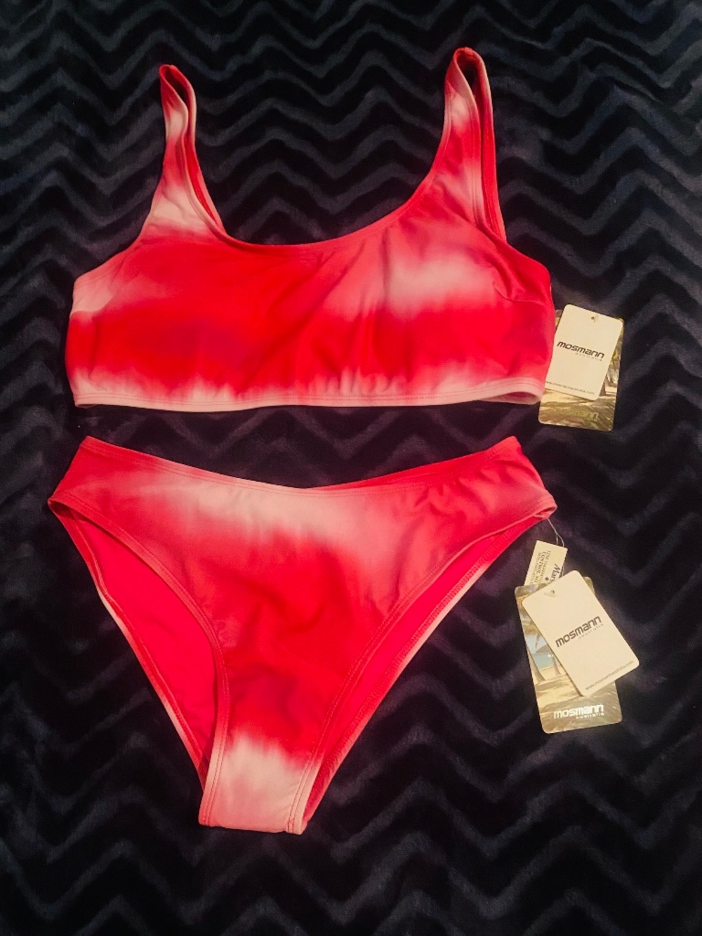 Women's Magenta Tie-Dye Scoop Bikini Set size L